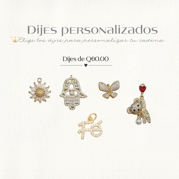 Dijes personalizados Avant-Garde chapados en oro de 18k