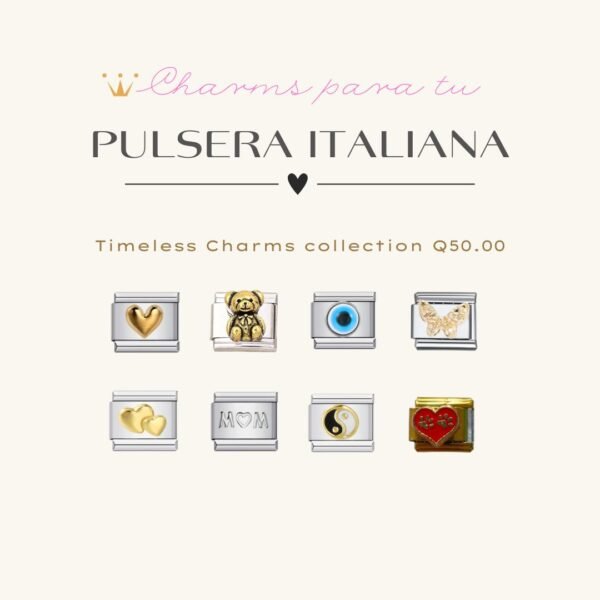 Timeless Charms italianos de acero inoxidable chapado en oro de 18k - Imagen 2