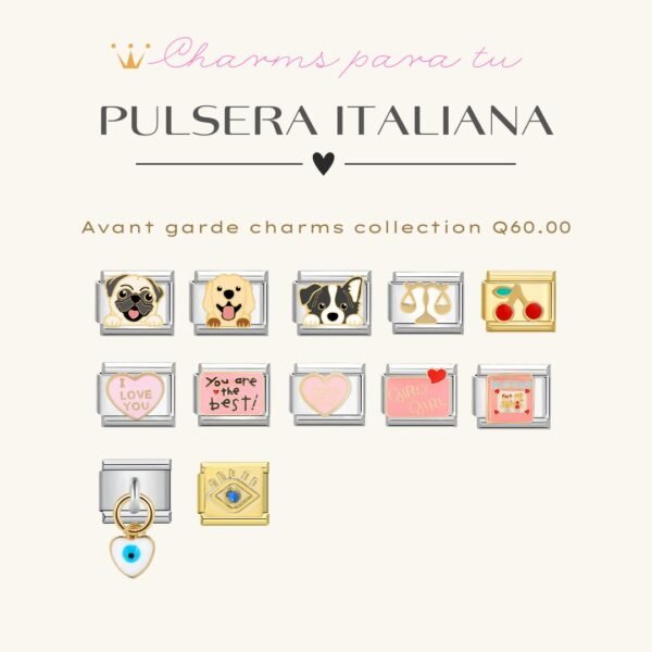 Avant garde charms italianos acero inoxidable con chapa de oro de 18k