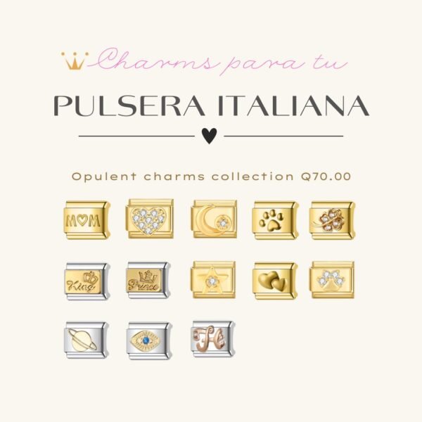 Opulent Charms italianos de acero inoxidable chapado en oro de 18k