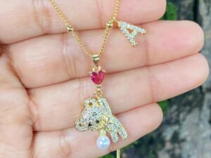 Collar personalizado oso con incial (de la A-Z)