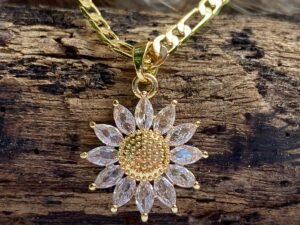 Collar C3 girasol chapado en oro de 18k