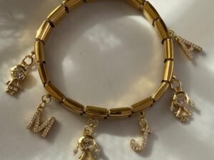 Pulsera Italiana dorada con 5 charms