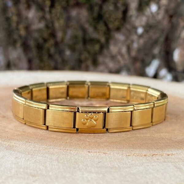 Pulsera italiana dorada con 1 charms personalizado de acero inoxidable chapado en oro de 18k