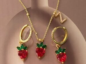 Set C1 fresa con inicial chapado en oro de 18k