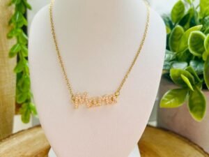 Collar dorado mama circonias acero inoxidable con chapa de oro de 18k