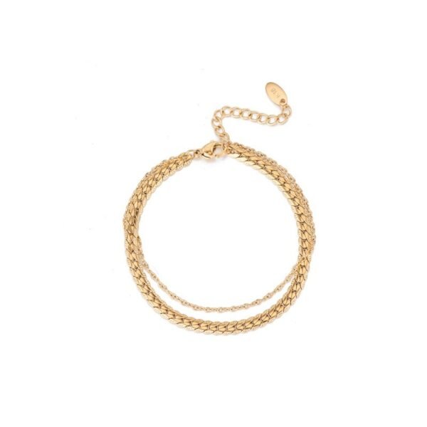 PULSERA DORADA DOBLE TEJIDO SERPIENTE