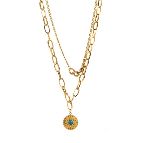 COLLAR DOBLE CADENA OJO TURCO