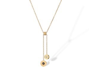 COLLAR DORADO ESTILO LARIAT CIRCULOS COLGANTES