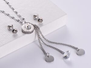 SET PLATEADO TRIPLE LINGOTE COLGANTE