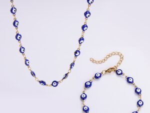 Set dorado ojo turco azul