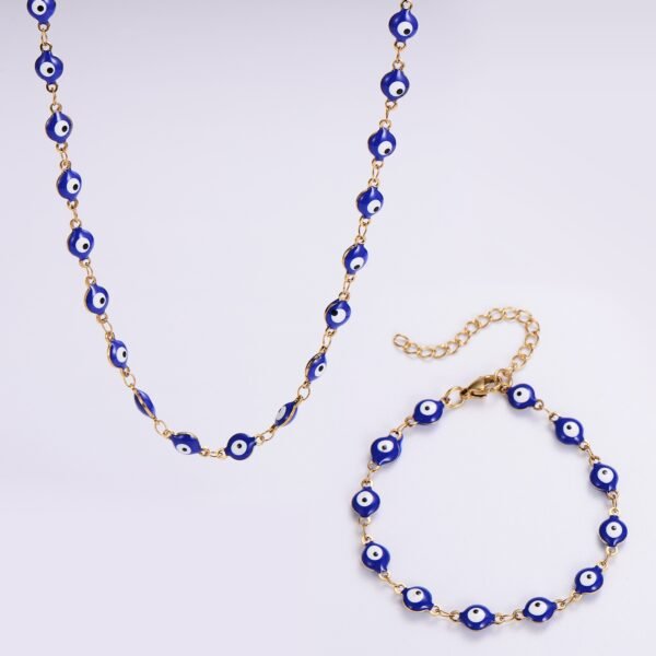 Set dorado ojo turco azul