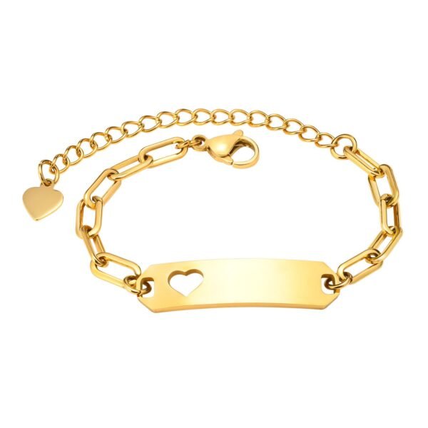 Pulsera Infantil dorada placa lisa corazón