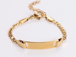 Pulsera infantil dorada placa lisa