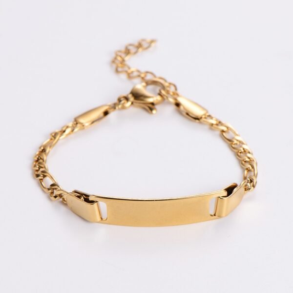 Pulsera infantil dorada placa lisa
