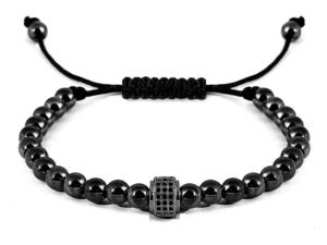 Pulsera para caballero cilindro con circonias negras