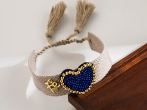 Pulsera bohemio Fe corazón azul