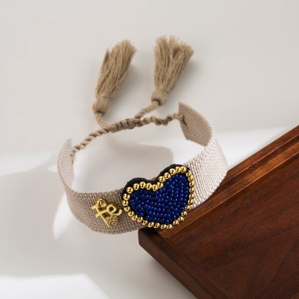 Pulsera bohemio Fe corazón azul