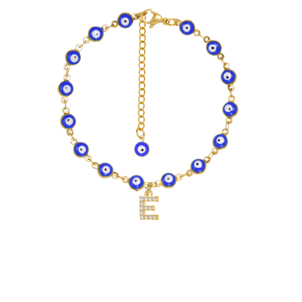 Tobillera ojo turco azul personalizada de la A-Z