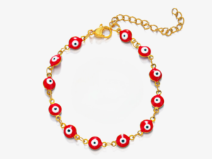 Pulsera dorada ojo turco rojo