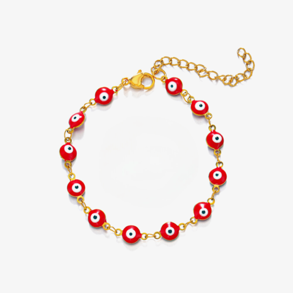 Pulsera dorada ojo turco rojo