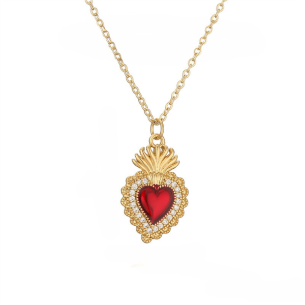 Collar dorado corazón sagrado de Jesús