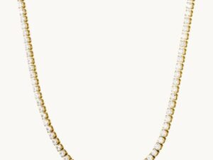 Collar dorado full circonias cuadradas placa lisa