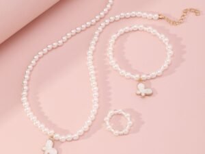 Set dorado infantil full perlas mariposa