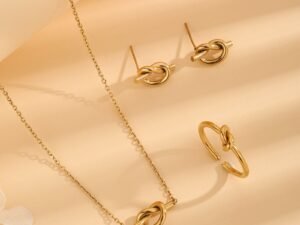 Sets dorado nudo en acero inoxidable chapado en oro 18K
