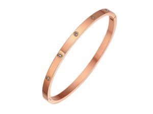 Pulsera tipo cartier 10 circonias Gold rose de acero titanio