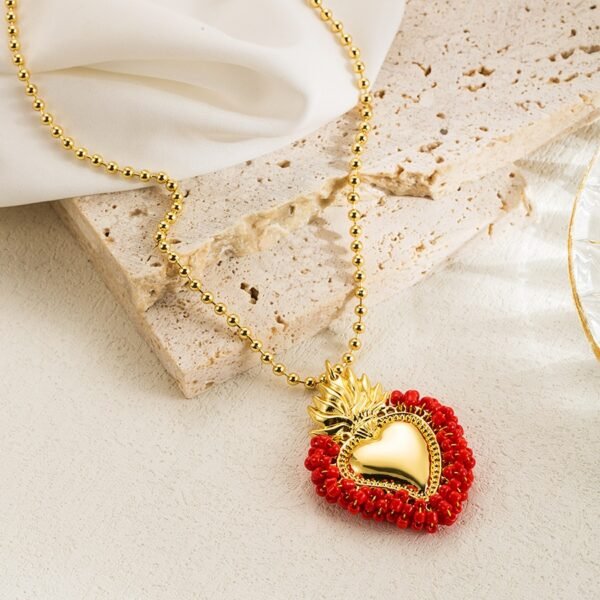 Collar dorado dije corazón vintage chapa de oro 18k