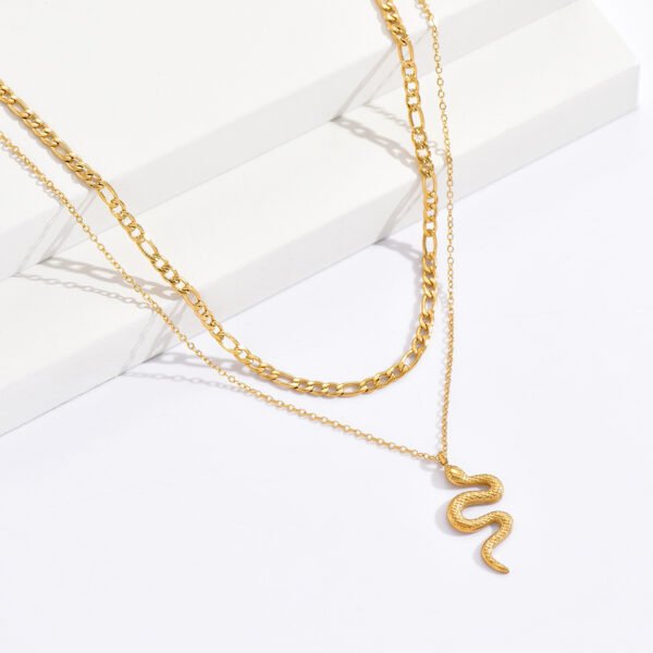 Collar serpiente, cadena doble de acero inoxidable