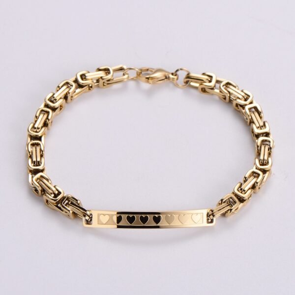 Pulsera dorada placa corazones de acero inoxidable chapada en oro de 18k