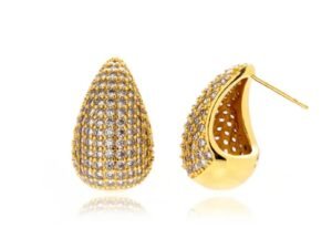 Arete gota full circonias chapados en oro de 18k