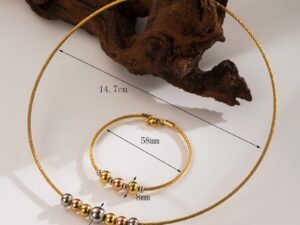 Set dorado omega cuentas doradas, rouse y plateadas de acero inoxidable chapado en oro de 18k