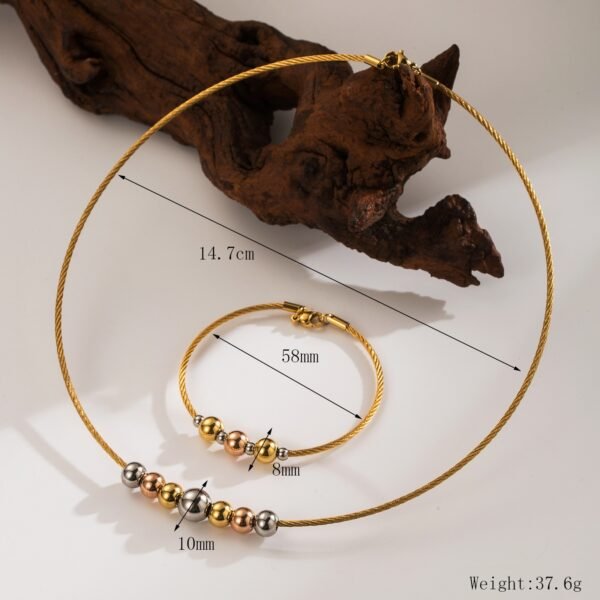 Set dorado omega cuentas doradas, rouse y plateadas de acero inoxidable chapado en oro de 18k