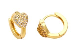 Argolla dorada corazon circonias incrustadas chapadas en oro