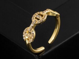 Anillo marinero inflado circonias incrustadas chapado en oro de 18k