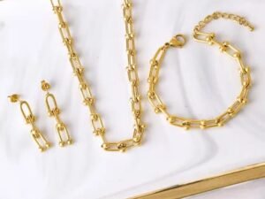 Set dorado dupe Tiffany & Co de acero inoxidable chapado en oro de 18k