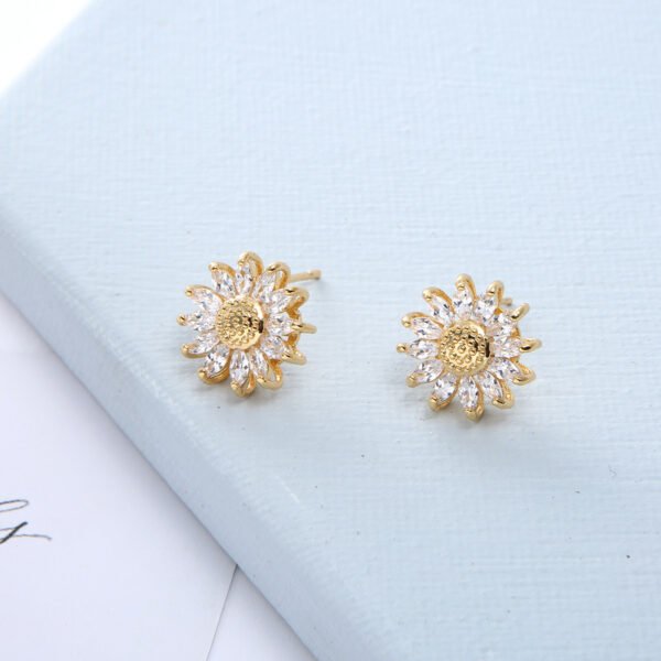 Aretes dorados girasol chapado en oro de 18k