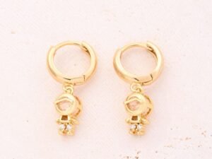 Aretes dorados niño con circonia chapado en oro de 18k