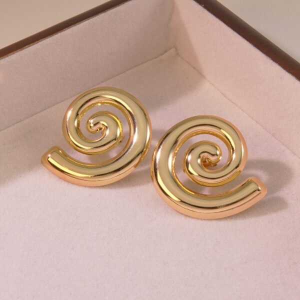 Aretes dorados en forma de espiral acero inoxidable chapado en oro de 18k