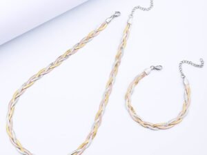 Set de cadenas snake tricolor trenzadas de acero titanio