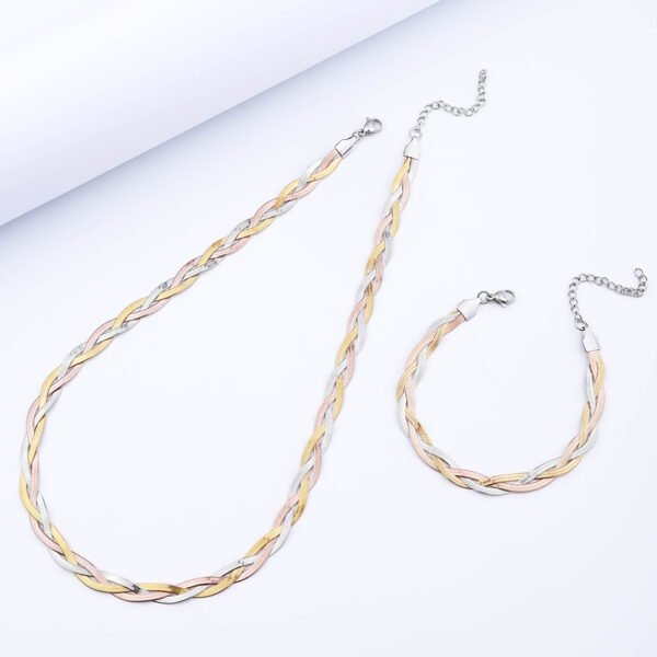 Set de cadenas snake tricolor trenzadas de acero titanio