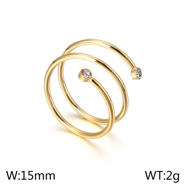 Anillo dorado ajustable con circonias acero inoxidable chapado en oro 18k
