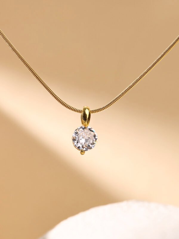 Cadena cola de ratón con circonia de acero inoxidable chapado en oro 18k
