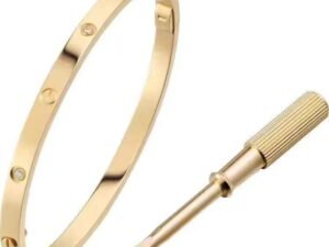 Aro delgado Love Cartier dorado con destornillador acero titanio chapado en oro 18k