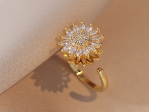 Anillo girasol giratorio acero titanio
