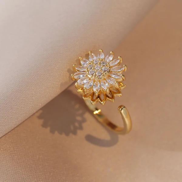 Anillo girasol giratorio acero titanio