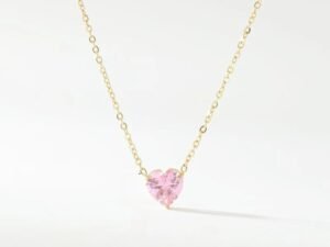 Cadena dorada corazón rosa acero inoxidable